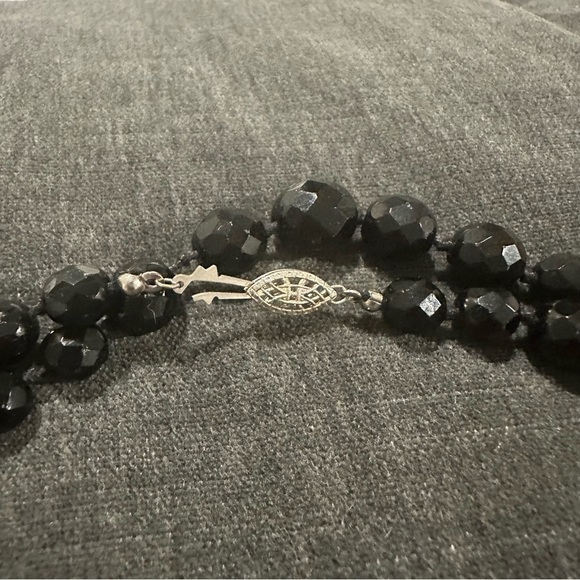 Vintage Jet Black Glass Multi Strand Bead Necklace - Picture 4 of 8